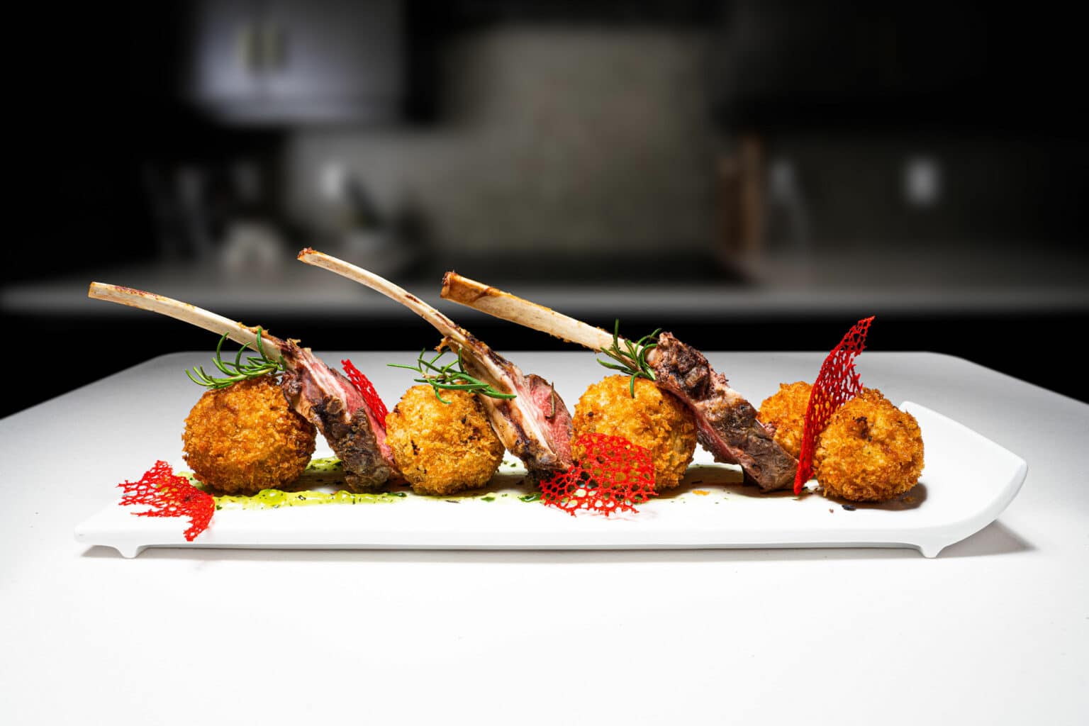 A lamb chop dish prepared by chef Simmone Edwin