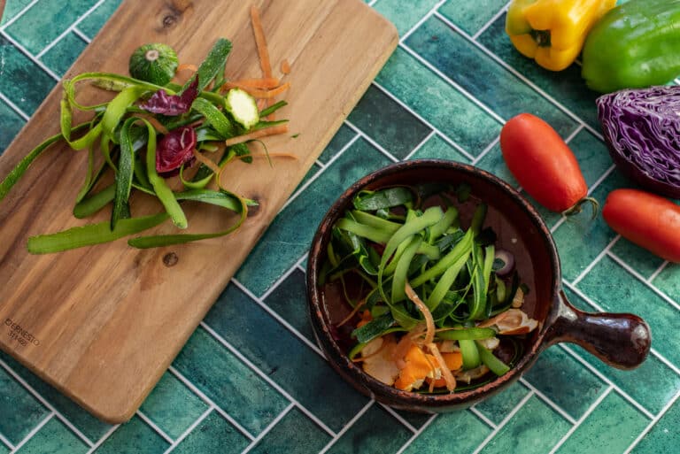 Food scraps - Vegetable Peels in Rustic Kitchen