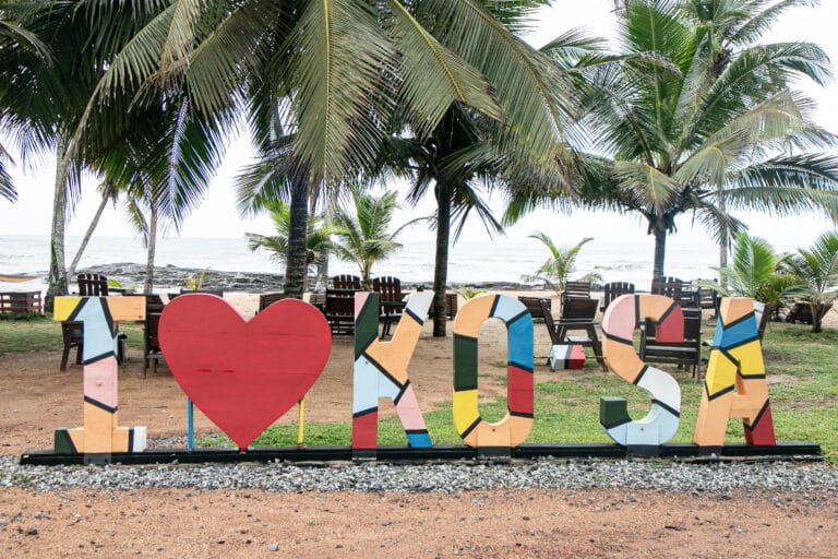 KO-SA Beach Resort sign in Cape Coast, Ghana