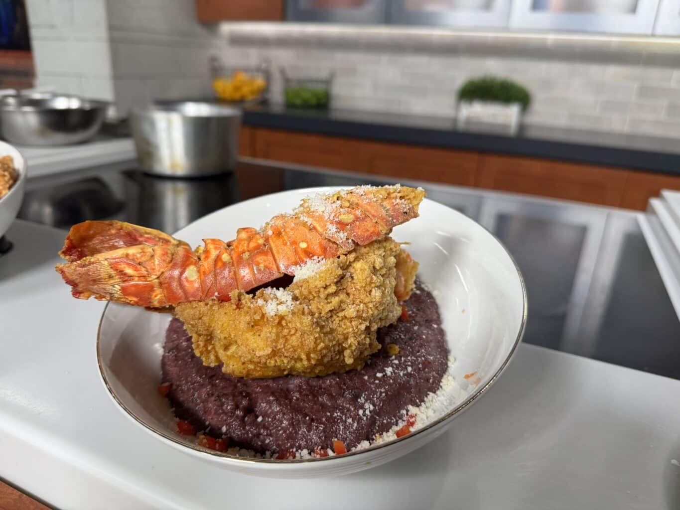 Lobster and purple grits served at CheSa's Bistro & Bar, a gluten free restaurant in Chicago