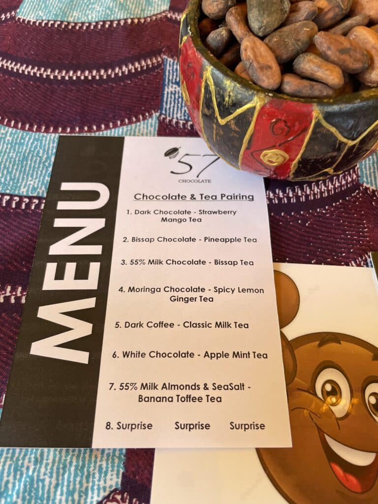 '57 Chocolate tasting experience menu