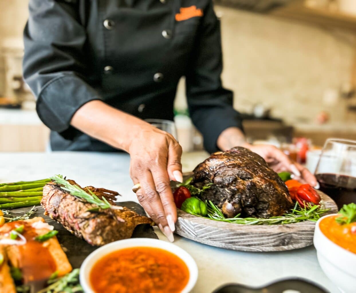 Kareema Beckles serves food in Canada