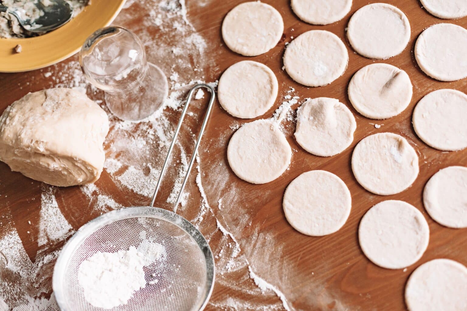 Circles of homemade dough